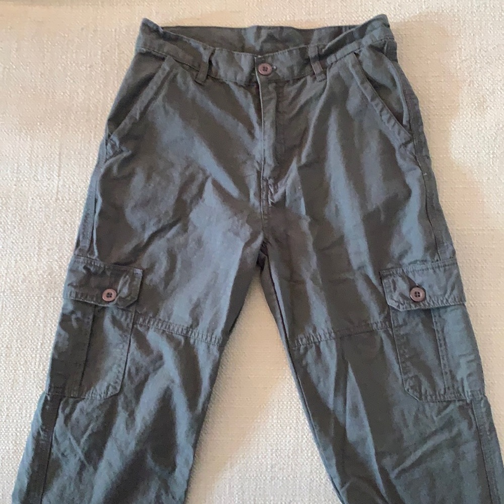 Boy’s American Hawk Premium Cotton Cargo Pants in olive green
